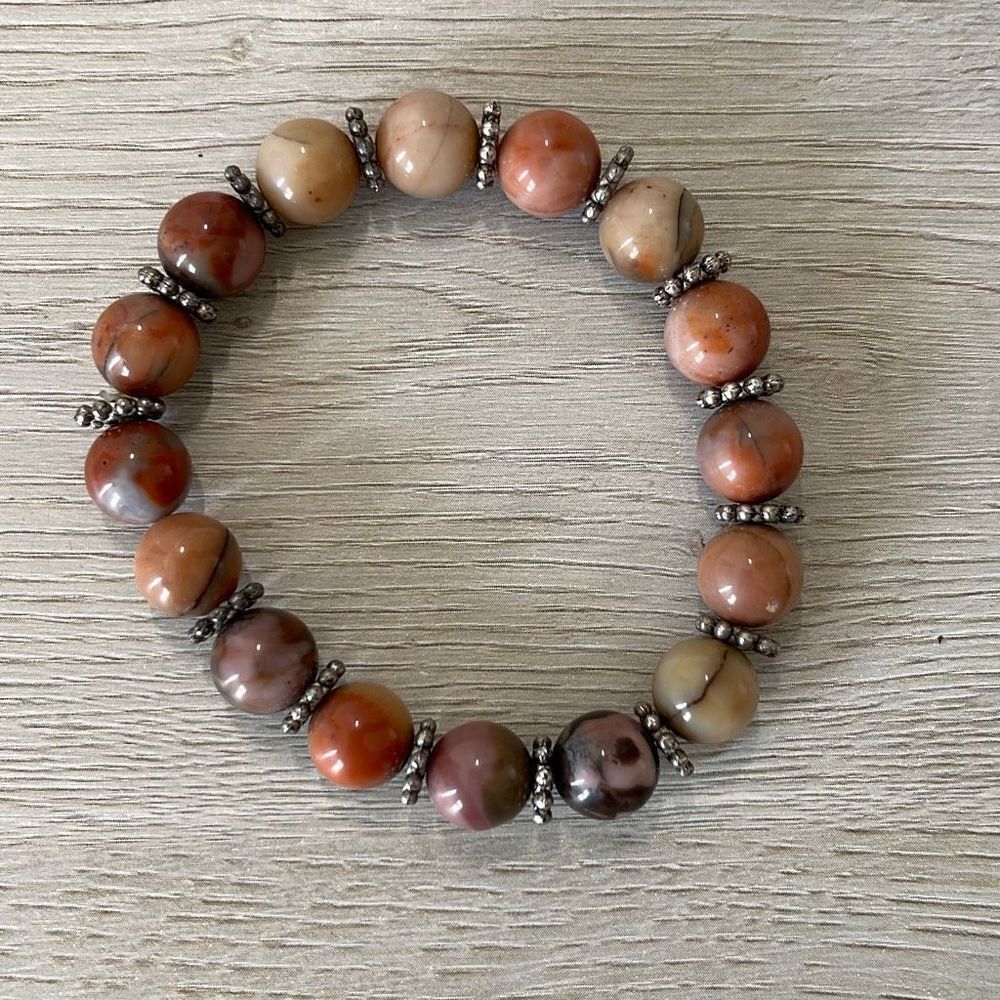 Handmade‎ Womens Peach Moonstone Crystal Healing Gemstone Stretch Bracelet OS